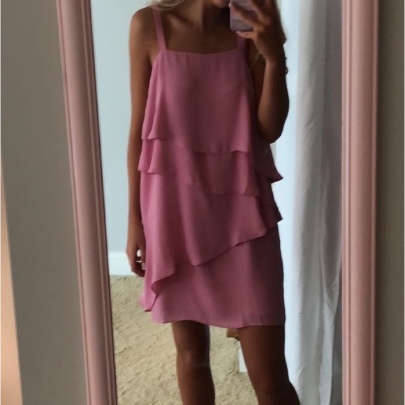 KRISA Tiered Tank Mini Dress in Rosette - Picture 3 of 4